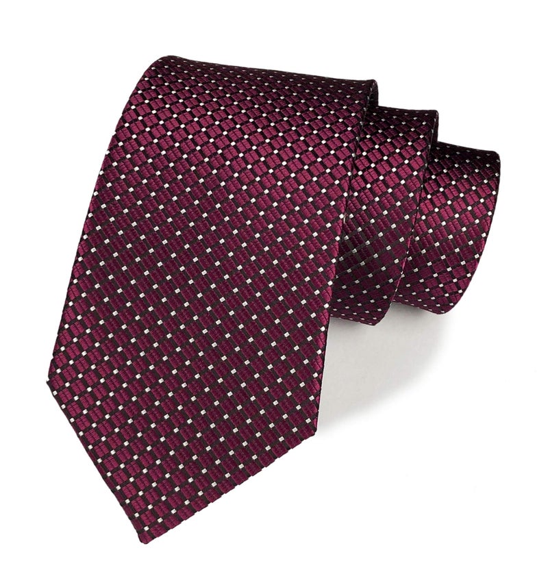 Secdtie Wine Red Tie for Men Elegant Red Trendy Textured Silk Cravat Tie Formal Wedding Necktie - Image 1